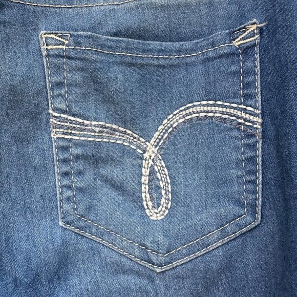 Wallflower Skinny Stretch Double Button Mid Rise Blue Jeans Size 7 - Picture 12 of 12